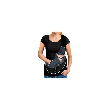 Dolaso – Borsa trasportino per piccoli animali – Borsa a tracolla regolabile – Rete traspirante e pelle PU – Tasca con cerniera per contatto diretto – Nero (1/5)