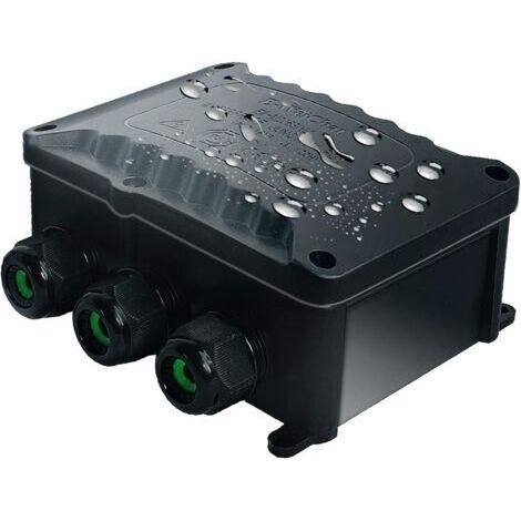 Boîte de dérivation étanche IP68 certifiée TÜV, 4 voies, avec raccord M25 pour petit boîtier électrique noir, diamètres Ø9 mm et Ø12 mm, bornier à 5 pôles (1/4)