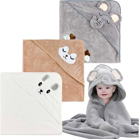 3 serviettes bébé nouveau-né, serviettes super absorbantes et peignoir 80X80 cm (1/5)