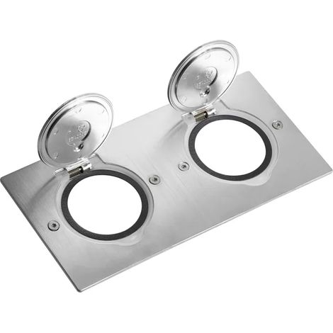 Legrand 089702 Bodenplatte 2 Posten rechteckig zum Bestücken Platinum IP44 IK08 - Edelstahl gebürstet (1/2)