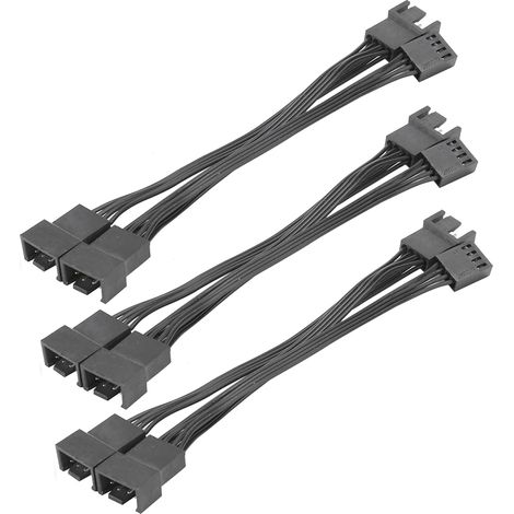Câble d'extension 3 pièces pour 1 à 3 ventilateurs CPU de boîtier d'ordinateur (connexion en tandem), adaptateur 4 broches (1/5)