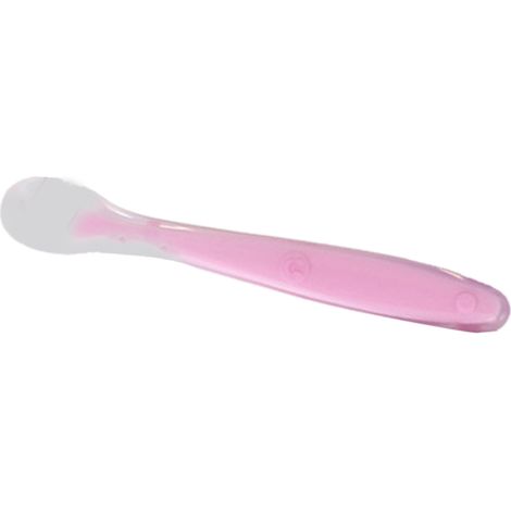 Cuillère bébé alimentation chaude sécurité silicone tout-petit ustensile apprentissage repas rose rouge (1/4)