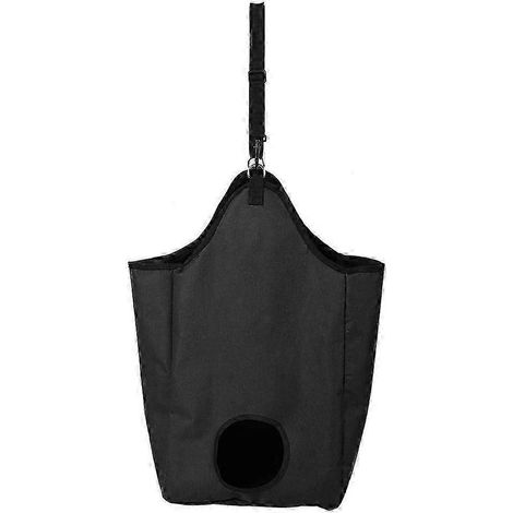 Sac à foin en tissu Oxford pour alimentation lente des chevaux, chèvres et bovins (noir)