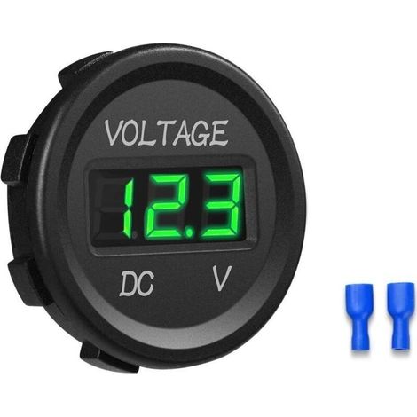 Voltmetro digitale a LED con display a LED da 12-24 V CC, impermeabile per barche, motociclette, camion e marine (verde) (1/4)