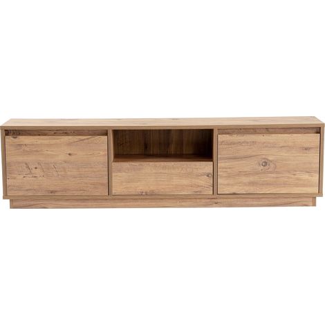 Meuble TV 3 portes 1 niche effet bois 160 cm - Noane (1/5)