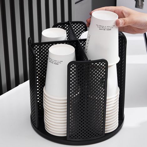 Un porte-gobelet en papier jetable avec plateau, support de rangement rotatif, blanc comme sur la photo. (1/5)