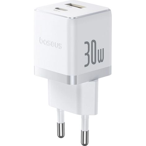 Baseus Palm 30W USB-C/USB-A-Wandladegerät – Weiß