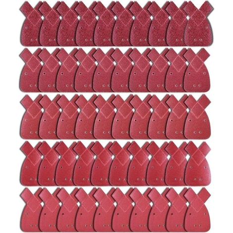 50 Pièces Feuilles Abrasives Feuille de Ponçage 10 X Grains 40/60/ 80/120/ 240 Papier Abrasif Triangles de Ponçage Fit Black and Decker Detail Palm Sander, (1/5)