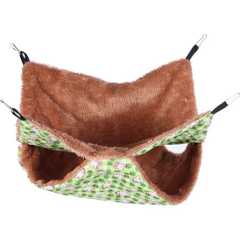 Hamac Double Face Pour Petit Animal De Compagnie En Flanelle Doux Et Chaud Pour Cage D Écureuil Ou Hamster Vert 1 Pièce (1/5)