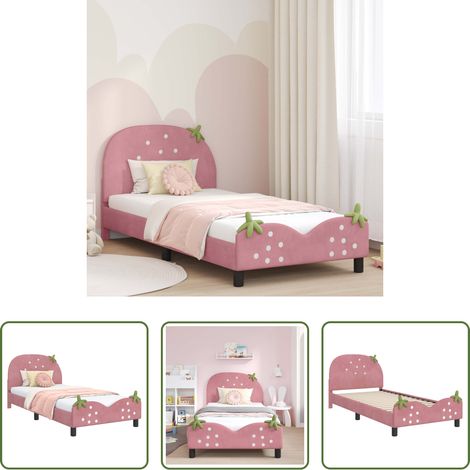 Cadre de lit en bois d'ingénierie -  Cadre de lit pour enfants avec tête de lit Rose 80 x 200 cm (1/5)