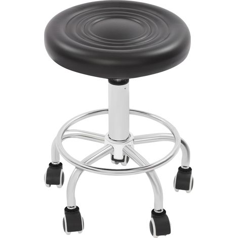 Tabouret de bar, hauteur réglable, rotatif à 360°, Noir (1/2)