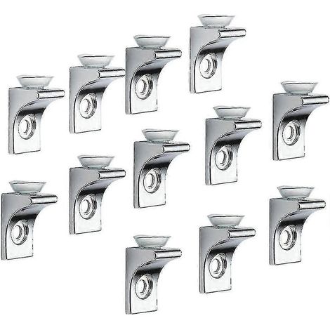 Support pour étagère en verre, lot de 12, en alliage de zinc chromé poli, fixation à angle droit avec ventouse. - AquaForge (1/5)