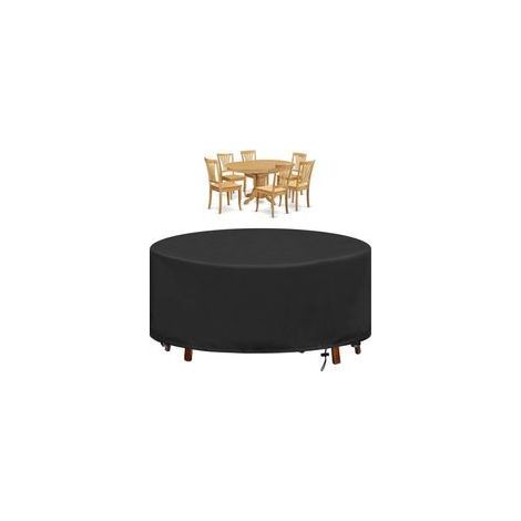 Funda redonda para mesa de jardín, impermeable, resistente a los rayos UV, de tela Oxford resistente, negra - 180x90cm - Crezuo