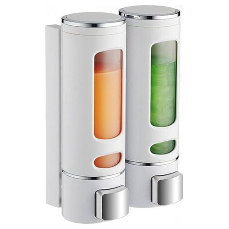 Distributeur Savon Mural 400 ML X 2 Distributeur Shampoing et Gel Douche Distributeur Savon Douche Double Distributeur de Savon Liquide Mural Manuel Distributeur de Désinfection des Mains (1/5)