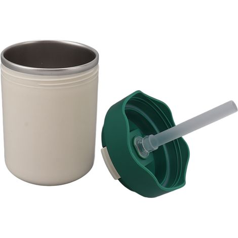Mug isotherme à double paroi en acier inoxydable 304, gobelet portable sous vide avec paille, 450 ml, vert (1/5)