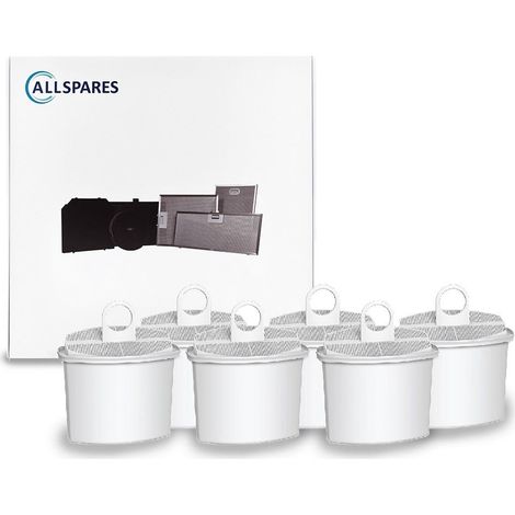 Filtro de agua AllSpares (6 uds.) compatible con cafeteras Braun Filtro de repuesto para PureAqua BRSC 006 / KWF2 (1/4)