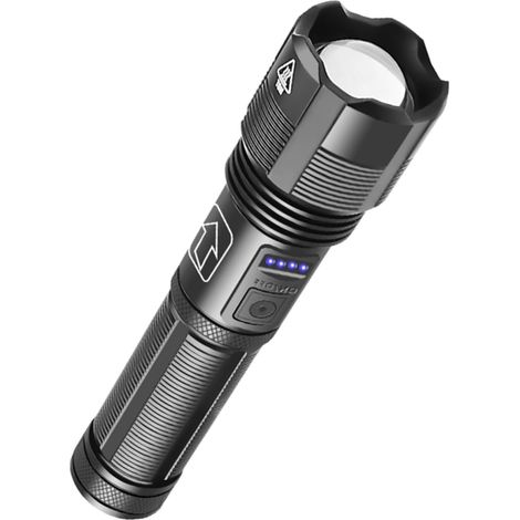 Wasserdichte Outdoor-Zoom-Taschenlampe, USB-aufladbar, mit hochheller LED, ideal zum Wandern, Radfahren und Campen (Batterien enthalten).