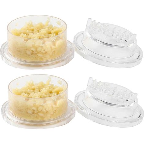 Lot de 2 presse-ail, hachoir à ail en plastique transparent avec broyeur rotatif, outil de cuisine facile à utiliser et sans dégâts (1/5)