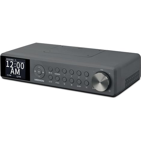 Radio de Cuisine encastrable (Radio de Cuisine Dab+, Radio FM PLL, écran Couleur TFT à intensité Variable, minuterie de Cuisson, Bluetooth, Barre LED, matériel de Montage Inclus), Grise (1/5)