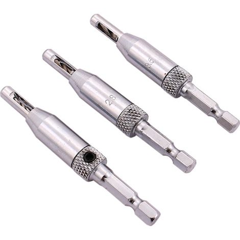 Forets à bois auto-centreurs, lot de 3, diamètres : 2,0 mm, 2,8 mm et 3,6 mm.