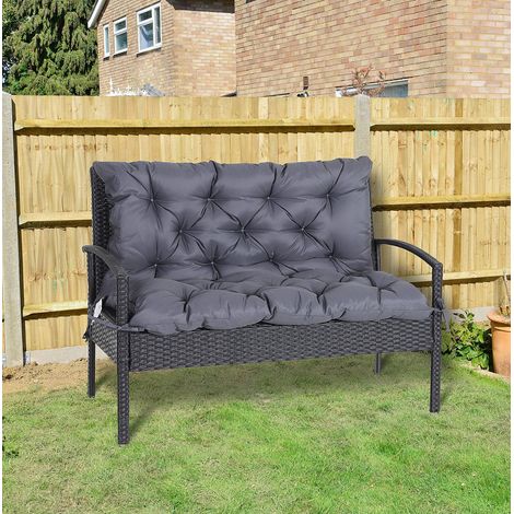 Cuscino per panca 100x98x8 cm, imbottitura in schiuma, con 6 lacci, poliestere grigio scuro (1/5)