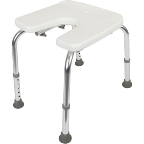 ALBERTS Duschhocker,U-Form,höhenverstellbar,Kunststoff,weiß,Sitzfläche:400x380mm (1/5)