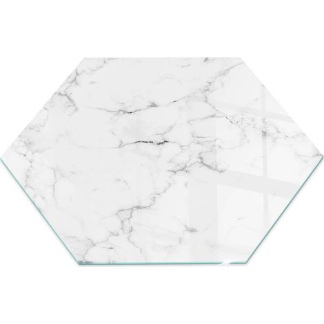 Plaque en verre trempé sous cheminée et poêle protection sol parquet Motif marbré avec veines h40 cm (1/5)