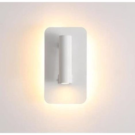 Applique murale rétro-éclairage rotation de 350 degrés BLANC lumière chaude réglable chambre d'hôtel étude de chevet applique de lecture lampe avec interrupteur (rectangle) (1/5)