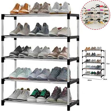TrAdE Shop Traesio - Scarpiera Scaffale Casa Multiuso 5 Ripiani In Metallo Salvaspazio 60x30x72cm -
