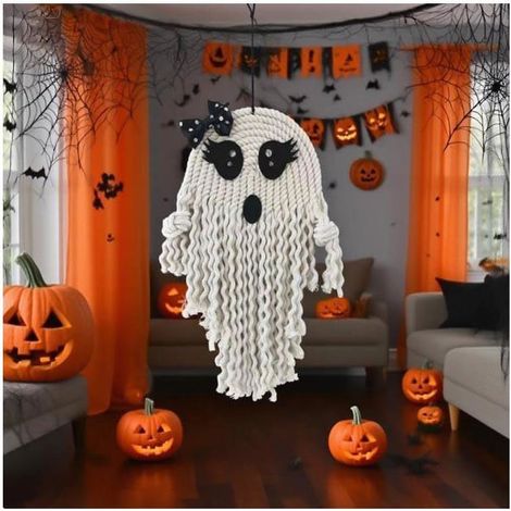 Décoration d'Halloween - Décoration d'Halloween à l'extérieur - Pendentif suspendu mignon - Fantôme tissé créatif - Pour Femeo (1/5)