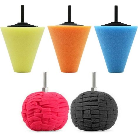 Kit de 5 disques de polissage pour voiture Tampons de polissage en éponge pour perceuse, pour l'entretien des moyeux de roues (1/5)