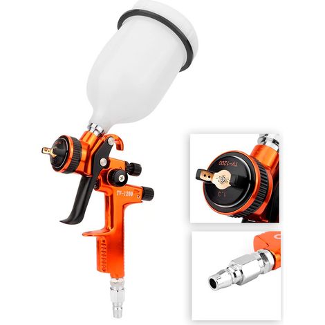 Pistolet peinture professionnel 600ml, pistolet gravité buse 1.3mm, aérographe carrosserie, réservoir aluminium, pulvérisateur haute qualité, finition précise. (1/5)