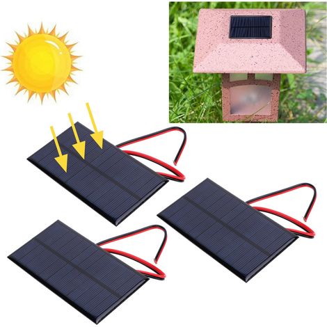 3 pièces panneau solaire 6V 1W polycristallin avec câble 30cm pour chargeur de batterie (1/5)