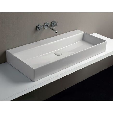 Lavabo Elegance sospeso/appoggio 75x45 senza foro in ceramica (1/2)