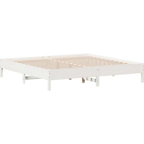 Bed Frame without Mattress White 180x200 cm Super King Solid Wood Pine vidaXL