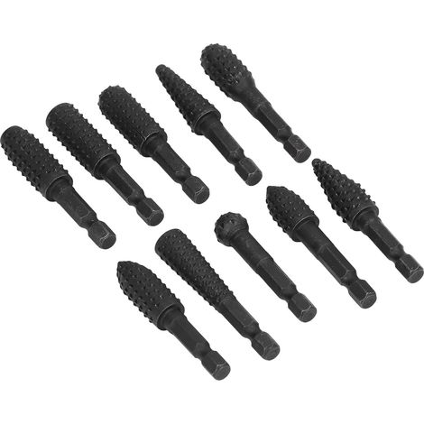 Lot de 10 limes gravure bois sur tige hexagonale 1/4 po pour meuleuse rotative burins sculptage acier 45 (1/5)