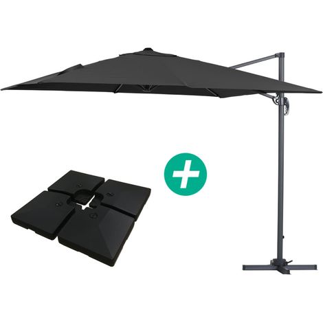 Ombrellone da giardino a sospensione Sun 3  - Quadrato - 3 x 3 - Nero - Base inclusa