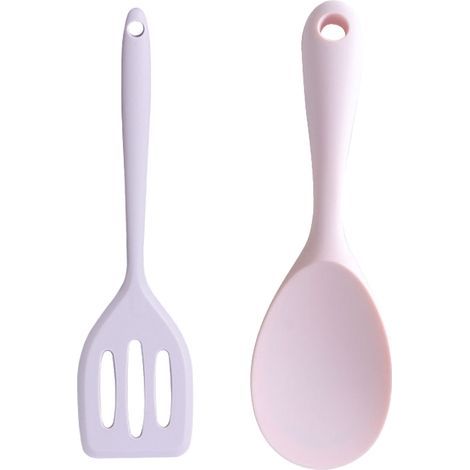 Ensemble d'ustensiles de cuisine en silicone (2 pièces), résistants aux hautes températures, compatibles lave-vaisselle, rose et violet
