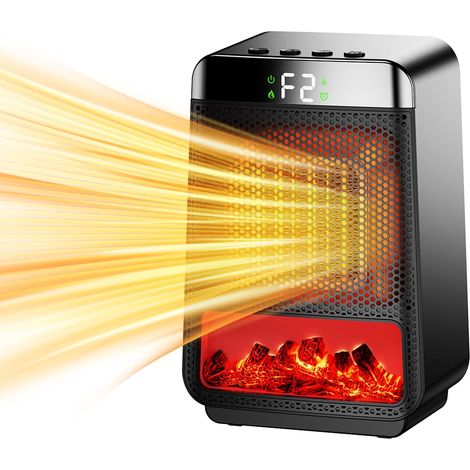 Chauffage Électrique à Effet Flamme 1500W Oscillant 70° Télécommande Protection Surchauffe avec Mode ECO (1/5)