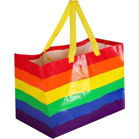 CCYKXA 1pc (rainbow color, 55L x 35W x 39H (cm)) large reusable shopping bag, lightweight, foldable, washable, suitable for daily life, picnics, camping (1/5)