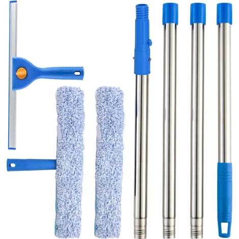 Nettoyeur de vitres 1,5 m avec manche long, raclettes fenêtre 35 et 38 cm, kit nettoyage verre, douche et porte (1/5)