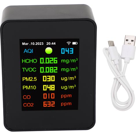 Analyseur de qualité d'air CO2 numérique multifonction avec écran LCD, détecteur de bureau portable (1/5)