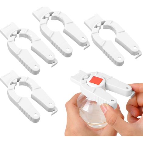 Juego de 4 abridores de botellas de plástico multifuncionales 3 en 1 – Tapa de rosca práctica – Ideal para personas mayores, personas con movilidad reducida en las manos y artritis.