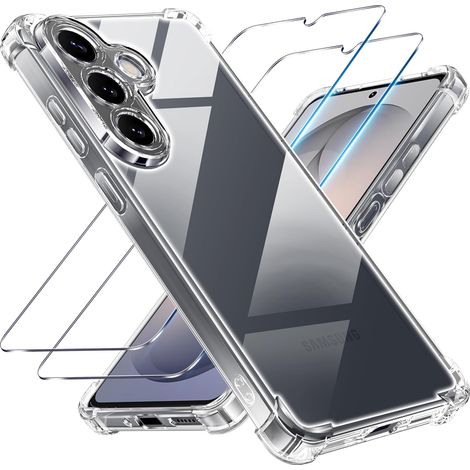3 en 1 Coque et Verre Trempé pour Samsung Galaxy S26 Plus / S26+, [Coussin d'air Intégré] Anti-Jaunissement Souple TPU Bumper Coque Protection pour Samsung s26 Plus / s26+ 5g, Transparente (1/5)