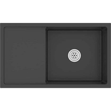 Maison Exclusive - Lavello da Cucina Lavorato a Mano Nero Acciaio Inox (1/5)
