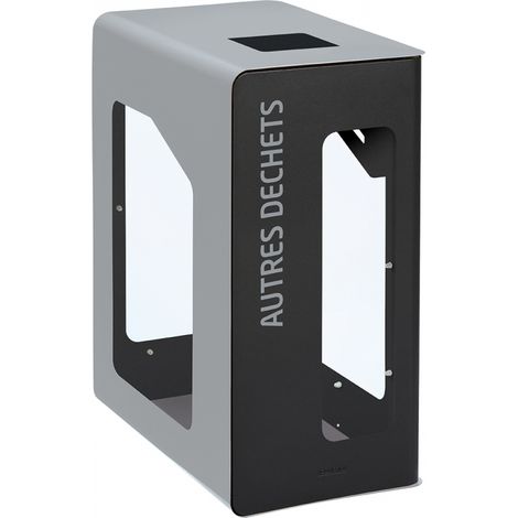 Borne de tri sélectif Cubatri Vigipirate, sans serrure - autres déchets - 90l - gris manganèse / gris clair - RAL 9022 (1/3)