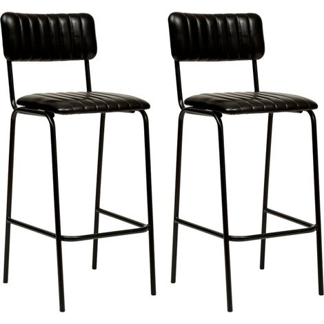 Lot de 2 Chaises de Bar Design "Dario" 103cm Noir (1/4)