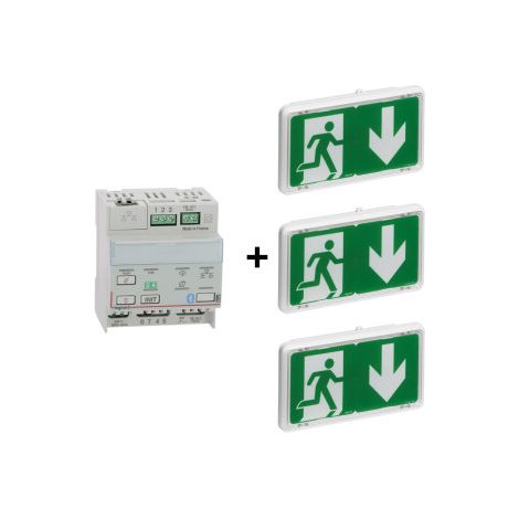 Legrand - BAES d'u00e9vacuation ECO1 u00e0 LEDs 45lm-1h plastique IP43-IK07 SATI Autodiag + tu00e9lu00e9commande - Ru00e9f. : 062525x3+062520 (1/4)