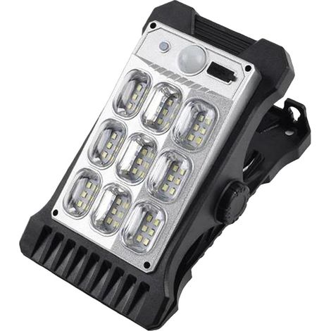 Lampe solaire à pince LED 3 modes Éclairage extérieur à détecteur de mouvement pour jardin, terrasse, garage, abri de jardin, allée, auvent, clôture