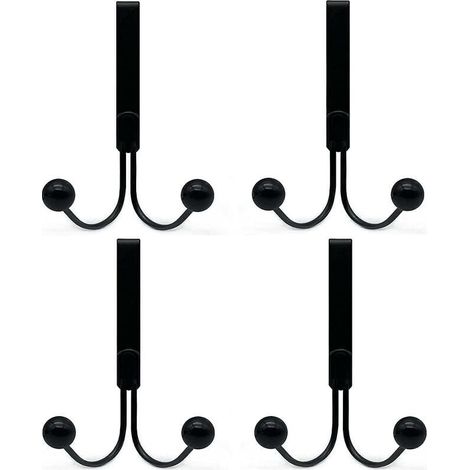 ZVD Patère de salle de bain Lot de 4 crochets de porte compatibles avec les vêtements, crochets de porte en métal 2 crochets (1/4)